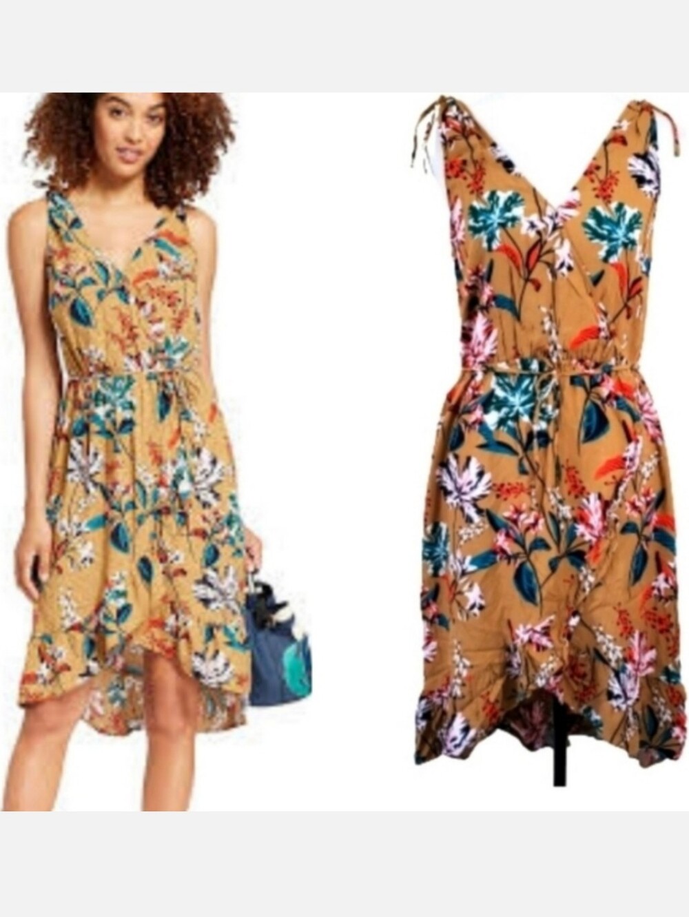 A New Day women's floral faux wrap sleeveless dress size medium